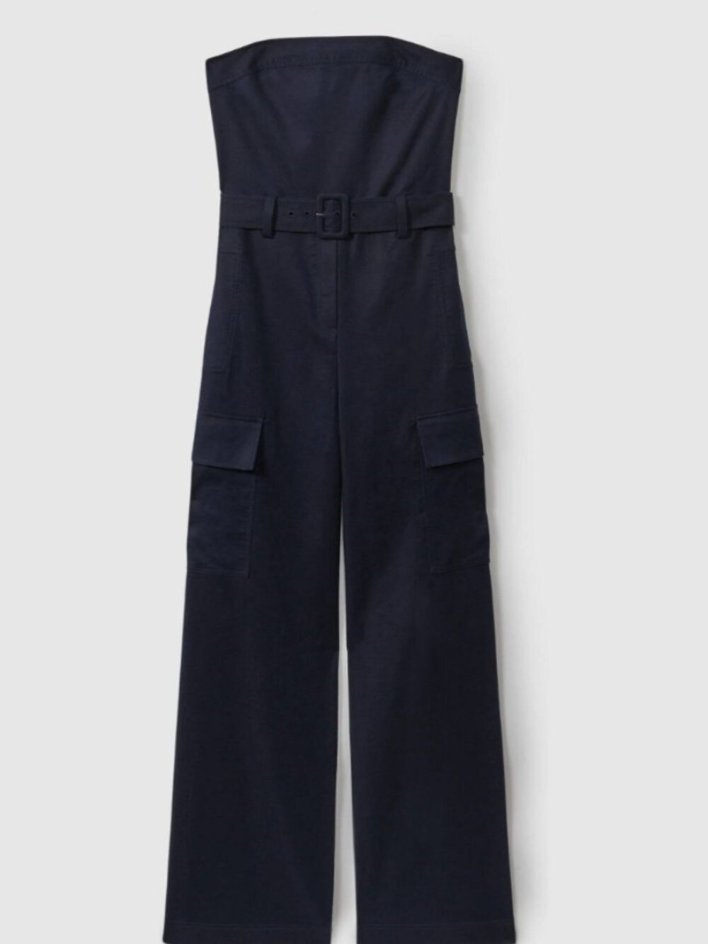 REISS Navy Lois Bandeau Belted Wide Leg Jumpsuit Size US 4 / UK 8 - Picture 6 of 16